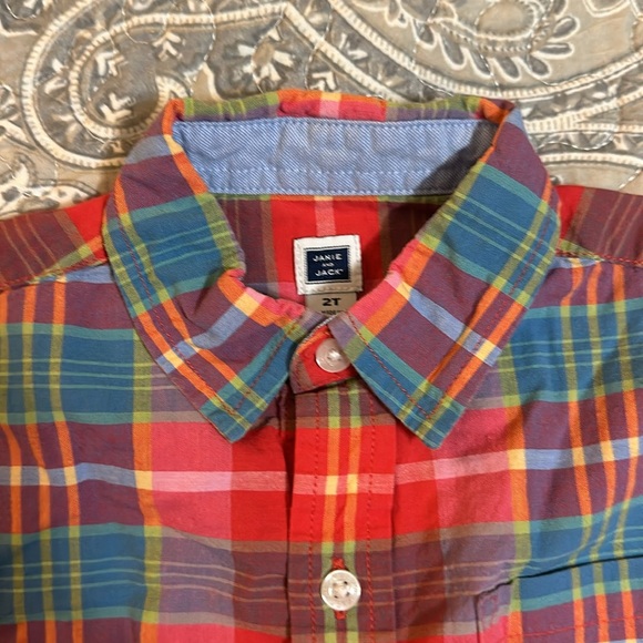 Janie and Jack 2T Pink and Blue Plaid Top - Picture 2 of 4